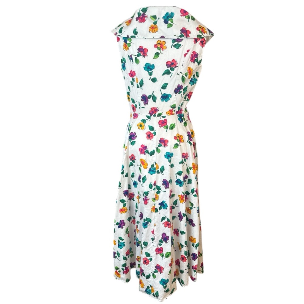 Dennis Goldsmith 80’s Vintage 100% Cotton White Floral Sleeveless Dress 13 - Picture 11 of 12